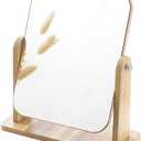 Desk Mirror, Wooden Mirror 360 Degree Portable Adjustable Table Desk Mirror Bathroom Living Room Shave Makeup Mirror (Extra Large)