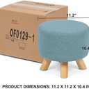 Asense Small Round Ottoman Foot Rest Stool Fabric Padded Seat Footstool Ottoman with Anti-Slip Wooden Legs (Light Blue,Fabric)