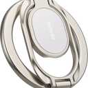 Magnetic Phone Grip Compatible with MagSafe Ring Holder, Metal Double Adjustable Gym Finger Ring Grip and Stand, Removable Phone Grip for iPhone, iPad and Smartphones (Natural Titanium)