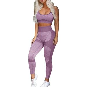 OLCHEE Womens Workout Sets 2 Piece - Seamless Yoga Leggings and Cross-Strap Sports Bra Gym Outfits Activewear Matching Set (Medium)