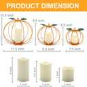Halloween Metal Pumpkin Candle Holder, 3 Pcs Light up Orange Pumpkin Lantern with LED Flickering Yellow Candle Lights Build in Timer for Thanksgiving Halloween Harvest Fall Home Decor