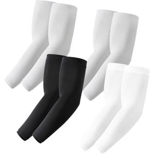 Stelle Arm Sleeves UV Sun Protection Compression Cooling Sleeves UPF 50 for Women Men Sport/Working/Tattoo Cover up (4 Pairs-2 Grey+black+white)