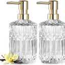 EMPO Clear Glass Soap Dispenser with ABS Plastic Pump, Crystal Lotion Dispensers for Kitchen Sink, Bathroom (2Pack Clear) (Standard)