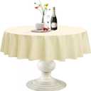 Softalker Round Tablecloth, Waterproof & Stain Resistant Table Cloth Wrinkle Free Fabric Washable 210GSM Polyester Table Cover for Spring/Party/Outdoor - 60 inch, Ivory