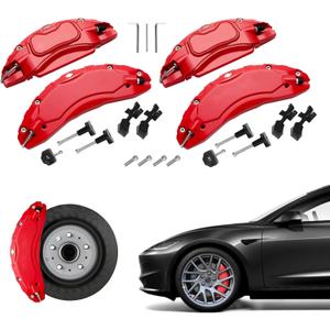 Brake Caliper Covers Set of 4 Compatible with for Tesla Model 3 Highland 2024 .18/19 inch Wheel Hub Front and Rear Brake Caliper Covers -Fit For Tesla Brake Caliper (Model 3 2024)