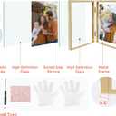 Golden State Art, Light Gold 6x8 Hinged Double Metal Frame - Floating Effect for 5x7, 4x6 or any Smaller Photos with Real Glass for Protection - Elegant Desktop Decor for Home or Office