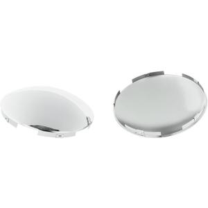 Semi Truck Hub Cap Cover - 5 Even Notched - for Front Wheel Universal Fit - 2 Pc Pack, Lip: 7/16" with pre-Installed Clips (Dome Top, Chrome)