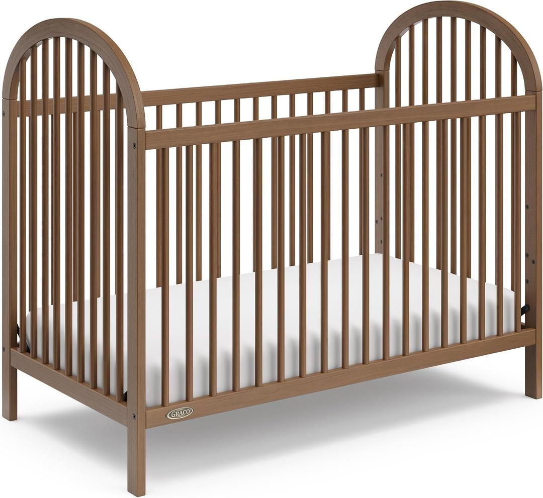 Graco Olivia 3-in-1 Convertible Crib GREENGUARD Gold Certified, 100% Solid Wood, Fits Standard Baby Crib Mattress, Converts to Toddler Bed and Daybed, 4 Adjustable Mattress Heights (Hazelnut), 29"L x 54"W x 45"H
