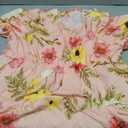 Rapbin Womens Summer Tops Round Neck Blouses Loose Puff Short Sleeve Cute Babydoll Tops Casual Dressy T-Shirts 2026（Pink Floral XL） (XL)