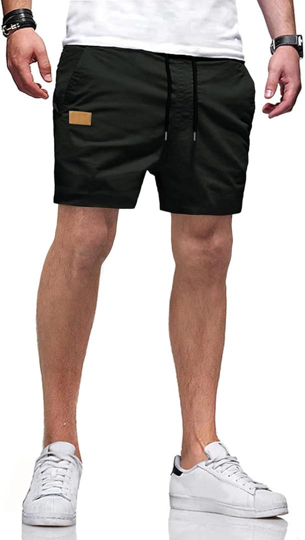 JMIERR Mens Casual Shorts - Cotton Drawstring Summer Beach Stretch Twill Chino Golf Shorts with Pockets (X-Large)