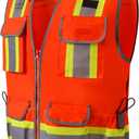 UNINOVA Surveyor Safety Vest Reflective for Men, Class 2 Heavy Duty Safety Vests Reflective with Pockets and Zipper, High Visibility Construction Work Vest (Orange, Medium)