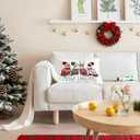 Meowy Christmas Pillow Covers 12x20, Cat Lover Gifts for Women, Cute Cats with Santa Claus Hat Pillow Covers for Home Living Room Bedroom