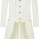 MOFOVELY Men Pirate Steampunk Tailcoat Vintage Victorian Jacket (Medium, White)