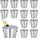 Mumufy 10 Pcs 3.3 Qt / 3 L Champagne Ice Buckets Stainless Steel Ice Bucket with Handles, Drink and Wine Chiller Great for Home Bar Club Party Supplies, Chilling Champagne and Sparkling Wine (Silver)