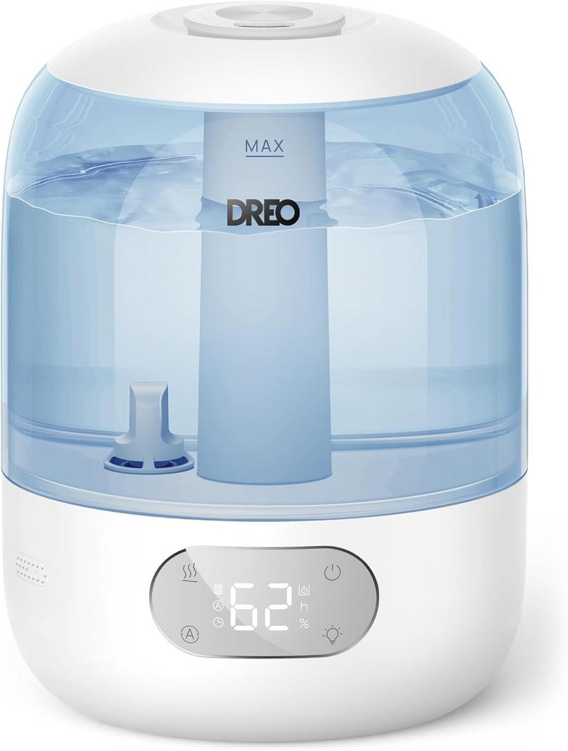 Dreo Humidifiers for Bedroom, Cool Mist Ultrasonic Humidifiers with 30Hr Runtime, Top Fill 3L Tank, Easy Clean, Humidity Sensor, Night Light for Baby, Nursery, 360 Nozzle for Plants and Home, Blue