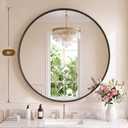 NEWBULIG 30-Inch Round Wall Mirror, Bathroom Wall Circle Mirror with Metal Frame, Bathroom Decor for Entryway, Living Room, Vanity, Black