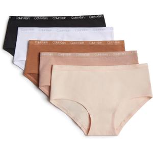 Calvin Klein Girls' Hipster Underwear Five Pack (Large, Naturals)
