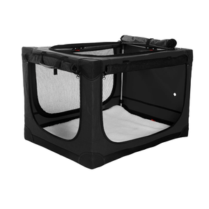 Veraste 42" L x 31" W x 31" H Collapsible Travel Dog Crate, Quick-Setup Portable Soft Dog Kennel for Large Dogs up to 90 lbs, 4-Door Foldable Travel Crate with Storage Bag, Black