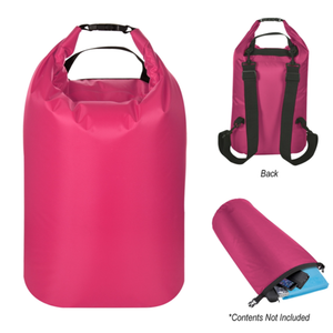 Waterproof Dry Bag Backpack – 27L Roll-Top Floating Dry Sack with Adjustable Straps, Ripstop Polyester, Pink