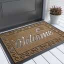 Yimobra Welcome Front Door Mat, Heavy Duty Easy Clean Doormat Indoor Outdoor, Waterproof Quick Dry Floor Mat for Home, Garage, High Traffic Areas, Non Slip, Low Profile, 29.5X17 Inches, Beige Brown