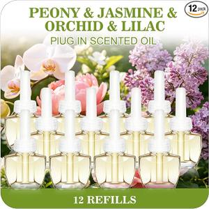 Plug Ins Refills Air Freshener, 12 Count
Peony, Jasmine, Orchid, Lilac, Summer Scent for Home and Bathroom, Compatible with Air Wick & Glade,Not Include Glade Plus