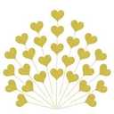 30 pcs cake topper Heart Gold