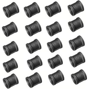 1/2" Metal Pipe Coupling - Decorative Pipe Shelf Dcor, Industrial Pipe Fittings [20 Pack]