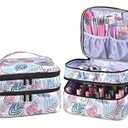 ZFZGFRCS Nail Polish Organizer- Holds 30 Bottles Nail Supply Organizers and Storage Double-layer Nail Bag Organizer Case Nail varnish Organizer Nail Polish Storage Bag with Handle (Leaf)