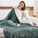 Electric Blanket Twin 62''X84'' Heated Blanket Green, Ultra Soft Silky Flannel & Fluffy Sherpa Heating Blanket with 5 Heat Levels & 10 Hrs Timer, ETL Certified & Overheat Protection, Gifts for Grandma