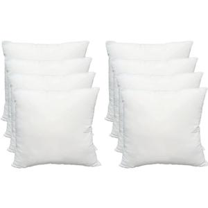 Obruosci Luxury Throw Pillow Inserts, Pack of 8, 16 x 16 inches Hypoallergenic Ultra Soft White Polyester Microfiber Durable Couch Cushion Fillers