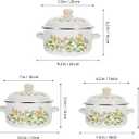 Luxshiny 3-Piece Mini Enamel Soup Pot Set with Handles Small Stockpots for Cooking Noodles Soups Sauces and Baby Food Flat Bottom Heat Resistant Cookware for Kitchen