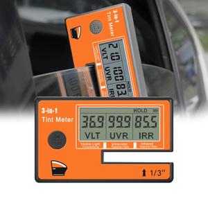Window Tint Meter, 3-in-1 Solar Film Meter with VL/UV/IR Transmittance Tester, Portable Digital Side Window Tint Reader for Filmed Glass, Solar Film, Car Window