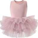 Tutu.kk Girls' Camisole Dance Tutu Leotard with Fluffy 4-Layers Ballet Dress for Ballerina (12 Months - 7 Years) (Dusty Pink)