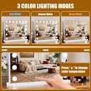 Vanity Mirror with Lights, 23"×18" Large Hollywood Makeup Mirror with 15 Dimmable Bulbs, 3-Color Lighting, Dimmable, 10x Magnification, Desk Mirror, Bedroom (White)