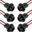 carleef 6PCS 194 Bulb Socket with Extension Wiring Harness,T10 Socket for 158 161 168 175 W5W 194 Bulb,Universal Tail Light Socket Car Accessories for Fog Lights,Taillights,Turn Signals (T10)
