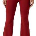 Colorfulkoala Women's Dreamlux Crossover Flare Leggings High Waisted Tummy Control Workout Wide Leg Bootcut Yoga Pants 31.5" Inseam (S, Merlot)