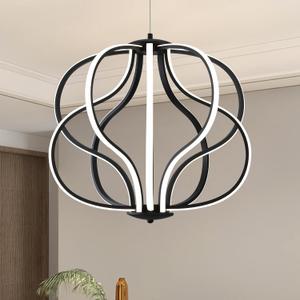 Modern LED ChandelierBlack Adjustable Hanging Chandelier Easy to Install, Suitable for Foyer, Dining Room, Living Room, Bedroom(Black, 10 Light-MAX)