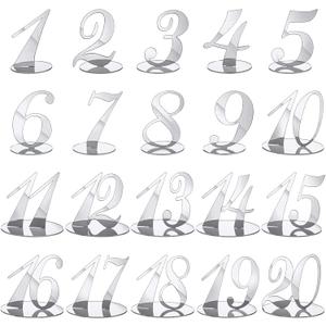 Blulu Table Numbers Wedding Acrylic Table Numbers for Wedding Reception Stands with Holder Base Elegant Mirror for Party Event Catering(Silver)