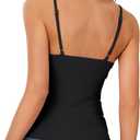 LYANER Women's Scoop Neck Sleeveless Ruched Spaghetti Strap Pleated Slim Fit Sexy Cami (Black, M)