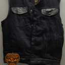 Milwaukee Leather MDM3010 Men's Black Denim Club Style Biker Vest with Leather Trim and Hidden Zipper (X-Large)