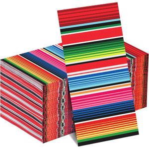 Kochorie 100 Pieces Mexican Fiesta Napkins Mexican Disposable Party Napkins 7.8 x 4.3 Inch Colorful Stripe Fiesta Paper Cocktail Napkins Cinco De Mayo Lunch Supplies for Mexico Fiesta Taco Party Decor