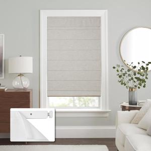 No Drill Cordless Roman Shades for Windows No Tools Roman Shades, Blinds for Indoor Windows, UV Protection (Linen, 29" W x 48" H)