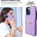 Folosu Compatible with iPhone 13 Pro Max Case Wallet with Card Holder, 360Rotation Finger Ring Holder Kickstand Protective RFID Blocking PU Leather Double Buttons Flip Cover 6.7 Inch Purple