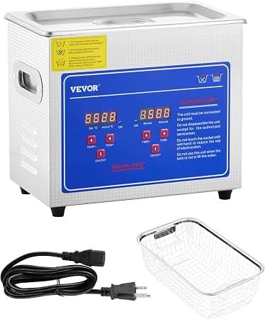 VEVOR 3L Ultrasonic Cleaner with Heated Function, Digital Timer & Stainless Steel Tank, Ultrasonic Cleaning Machine for Jewelry, Glasses, Watches, Circuit Boards, Small Parts