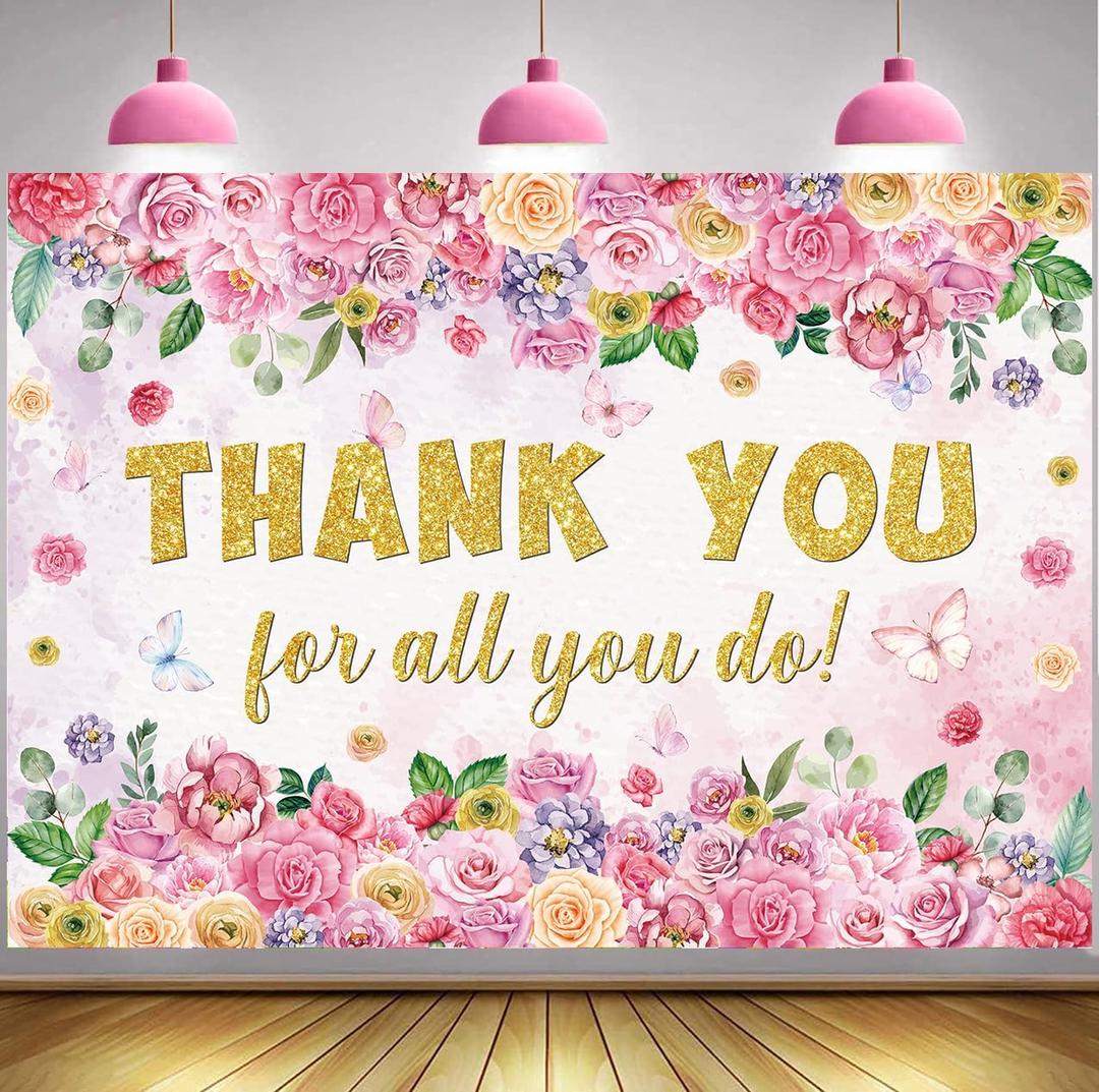 Thank You for All You Do Banner Backdrop 7x5FT Employee Appreciation Decorations Veterans Teacher Doctor Nurse Staff Appreciation Background for Photography