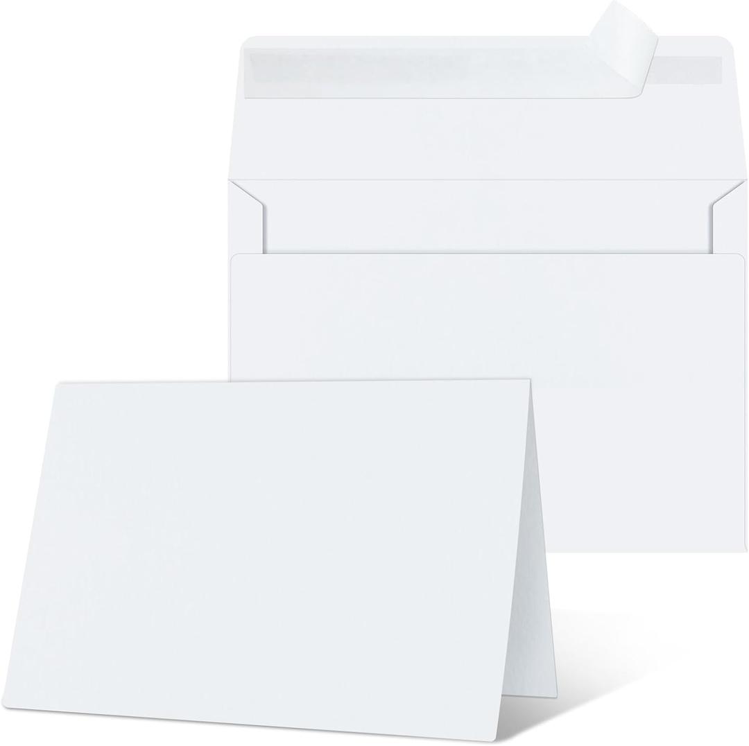 Blank Cards and Envelopes 4x6, 25 Pack White Invitation Cardstock with Envelopes Self-Seal, Blank Greeting Cards for DIY, Invitations, Wedding, Photos
