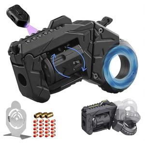 Metal Fidget Gun EDC Toy - Stress Relief Spinner Fidget Toys Adults with Shell Ejection, Bullets & Target, Desk Toys for Men Women (Black)