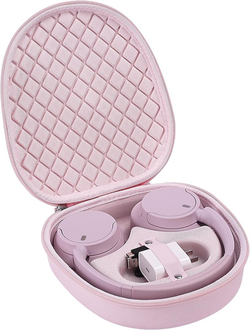 Headphone Case for Sony WH-CH720N Soundcore by Anker Q20i, Hard Portable Over Ear Headphone Carrying Case, Wireless Headphone Storage Protective Case for Travel Home (Pink)