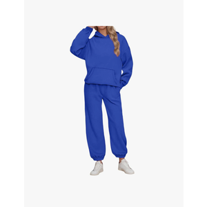 Sweatsuits Women 2 Piece Outfit Hooded Sweatshirt Matching Baggy Sweatpants with Pockets Y2k Lounge Jogging Tracksuit 8Y M