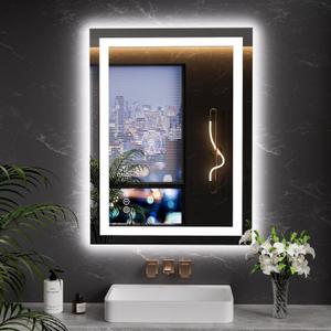 LOAAO 23.6"x31.5" LED Mirror for Bathroom, Lighted Bathroom Mirror with Lights, Anti-Fog, Dimmable, Memory Function, Easy to Install, Clear Reflection